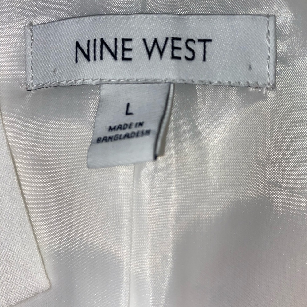 NINE WEST Collarless Blazer Cropped 3/4 Sleeves in White Size Large - Picture 4 of 5